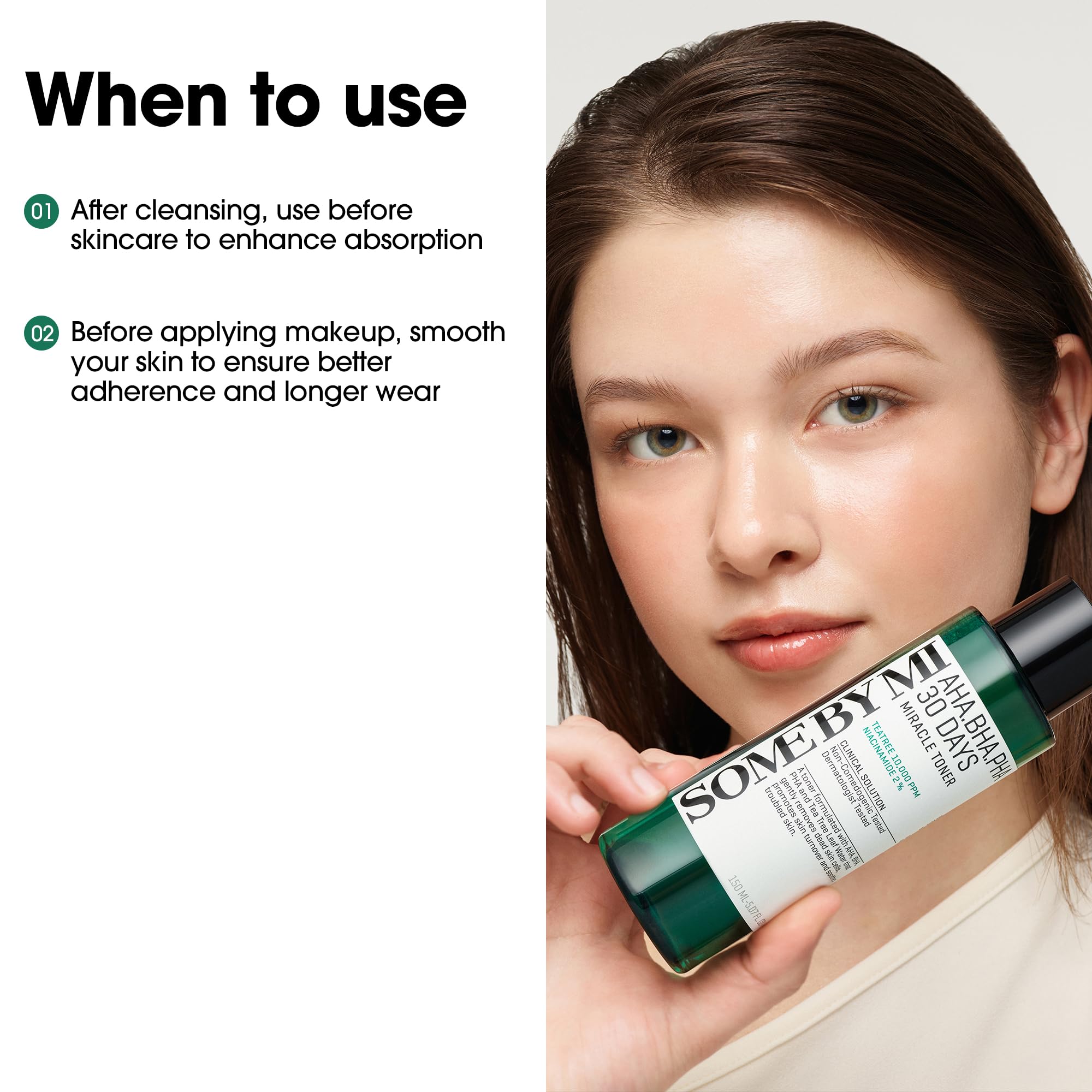 SOME BY MI AHA BHA PHA 30 Days Miracle Toner – 5.07oz, 150ml – Korean Salicylic Acid Exfoliating Face Toner for All Skin Types – Daily Pore Care & Oil Control with 2% Niacinamide – Korean Skin Care - Image 6