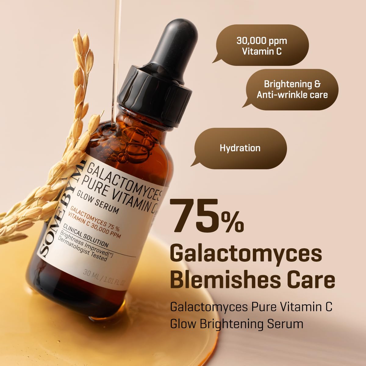 SOME BY MI Galactomyces Pure Vitamin C Glow Serum - 1.01Oz, 30ml - Korean Vitamin C Face Serum for Glow Glass Skin - Dark Spot Correcting Ampule with Brightening and Elasticity Care - Korean Skin Care - Image 4