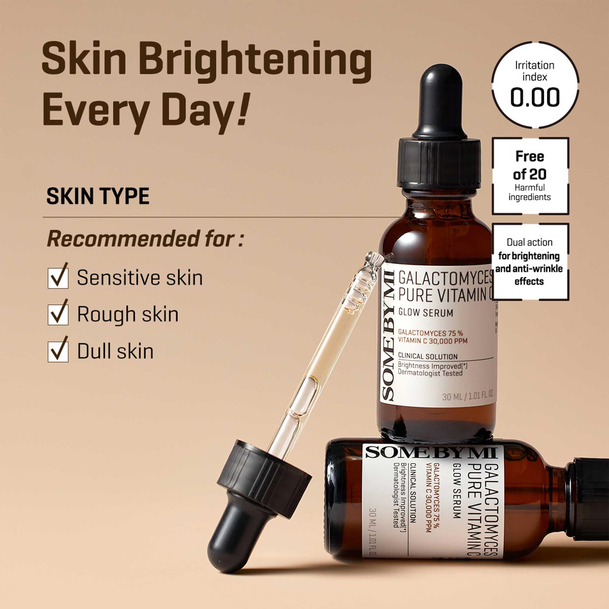 SOME BY MI Galactomyces Pure Vitamin C Glow Serum - 1.01Oz, 30ml - Korean Vitamin C Face Serum for Glow Glass Skin - Dark Spot Correcting Ampule with Brightening and Elasticity Care - Korean Skin Care - Image 5