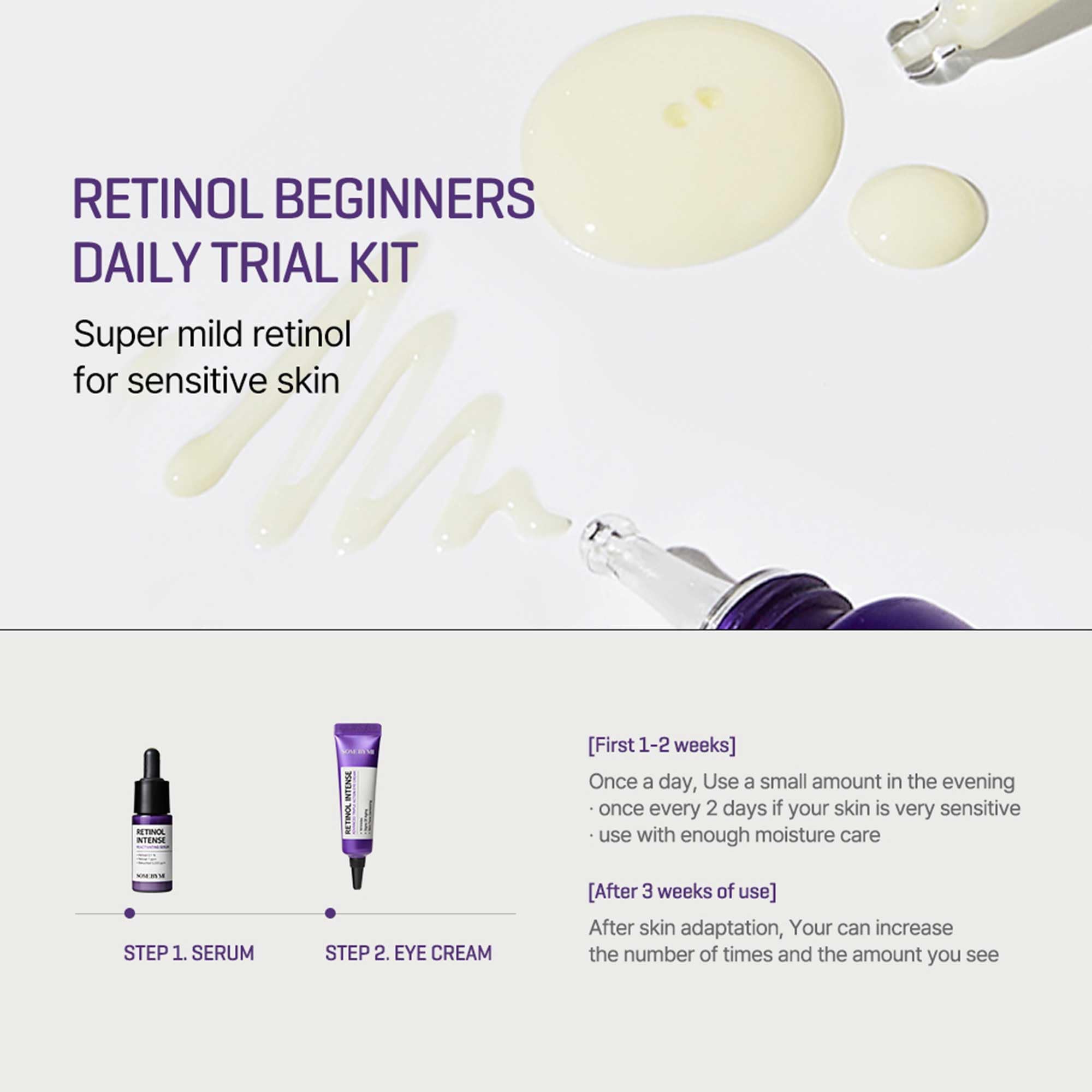 SOME BY MI Retinol Intense Trial Kit - Serum and Eye Cream, 0.33Oz - Mild Korean 0.1% Retinol Face Serum and Eye Cream for Beginner - Skin Texture, Elasticity and Under Eye Care - Korean Skin Care - Image 7