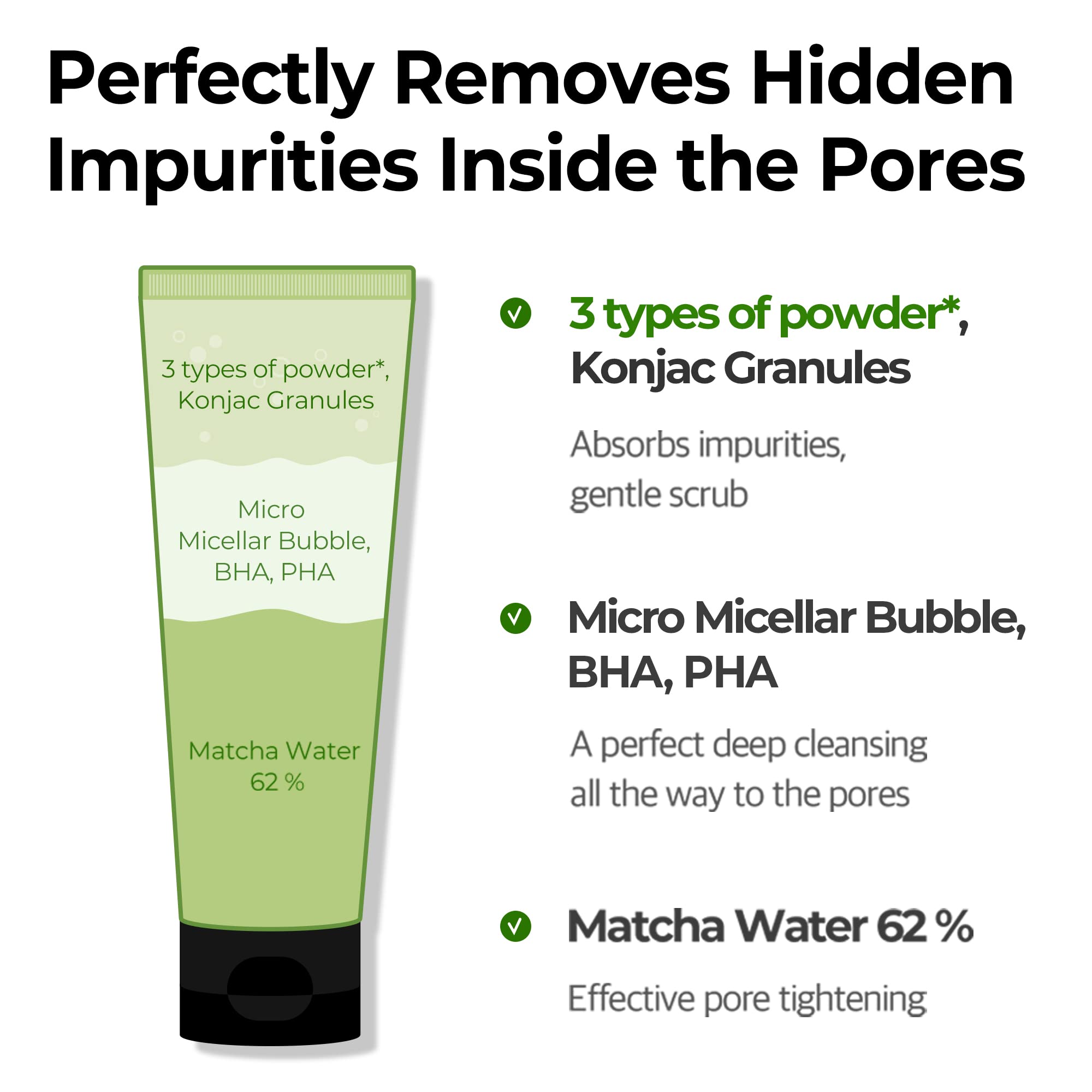 SOME BY MI Super Matcha Pore Clean Cleansing Gel - 3.38Oz, 100ml - Made from Matcha Extracts for Sensitive Skin - Mild Daily Face Wash for Pore Tightening, Sebum and Blackheads Care - Korean Skin Care - Image 4